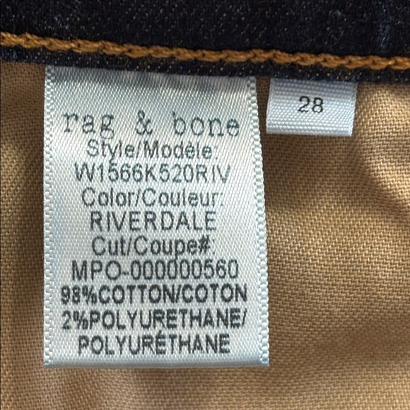 Rag & Bone Riverdale High Rise Ankle Skinny Dark Wash Blue Jeans Women’s Size 28 - Picture 7 of 15